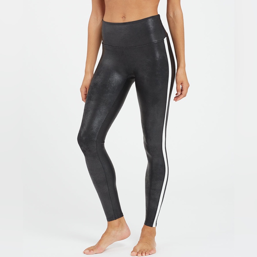 Spanx Faux Leather Side Stripe Leggings